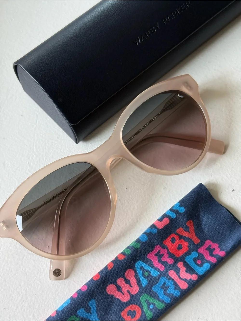 Warby Parker Matte Blush Round Sunglasses with Gradient Lenses